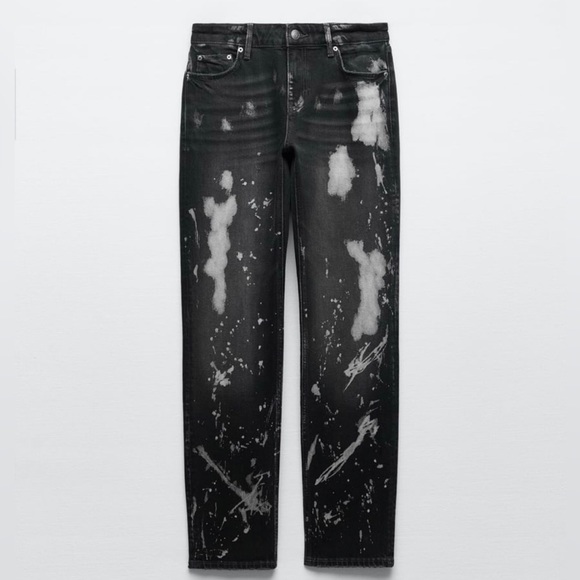 Bleached denim straight leg jeans - Picture 1 of 7